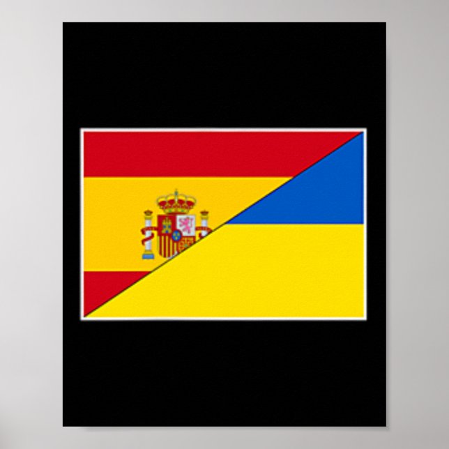 Spanien Ukraine Flagge Spanische Ukrainische Unter Poster (Vorne)