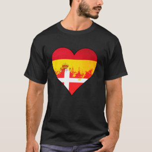 Spanien und dänische Herz-Erbe-Flagge T-Shirt