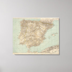 Spanien- und Portugal-Atlas-Karte Leinwanddruck