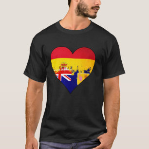 Spanien und Turks- und Caicosinseln Herz-Erbe-Flag T-Shirt