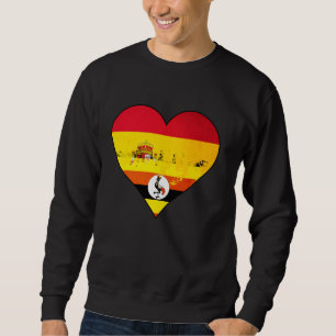 Spanien und ugandische Herz-Heritage-Flagge Sweatshirt
