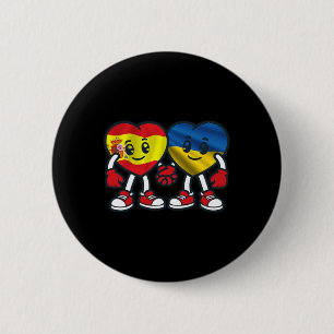 Spanien und Ukraine Herzen Freundschaft Button