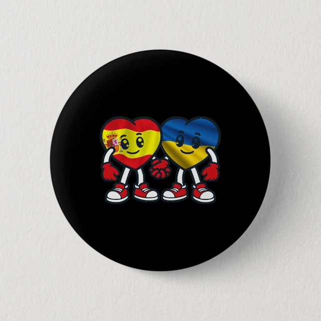 Spanien und Ukraine Herzen Freundschaft  Button (Vorderseite)