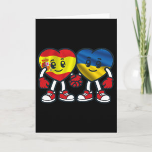 Spanien und Ukraine Herzen Freundschaft Karte