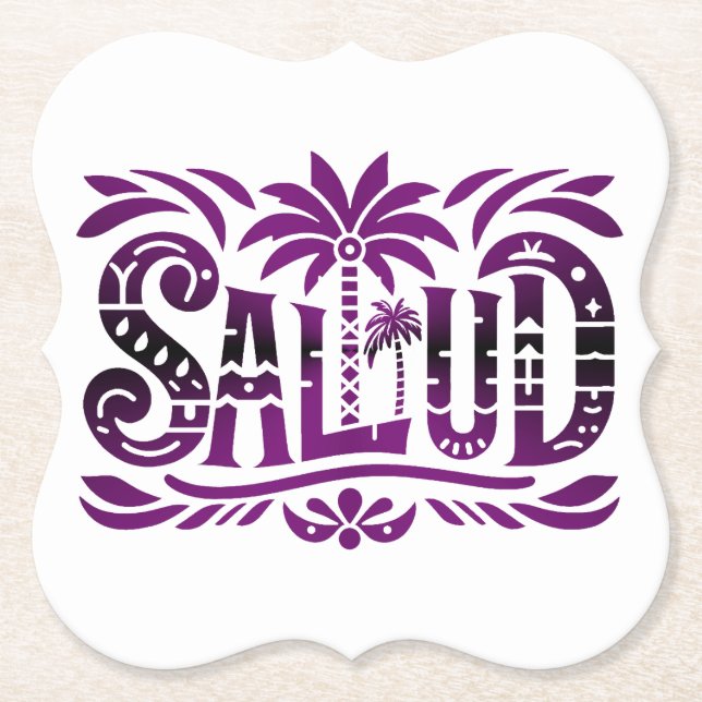 Spanien Urlaub und Feier  "SALUD" -  Prost Untersetzer (Vorderseite)