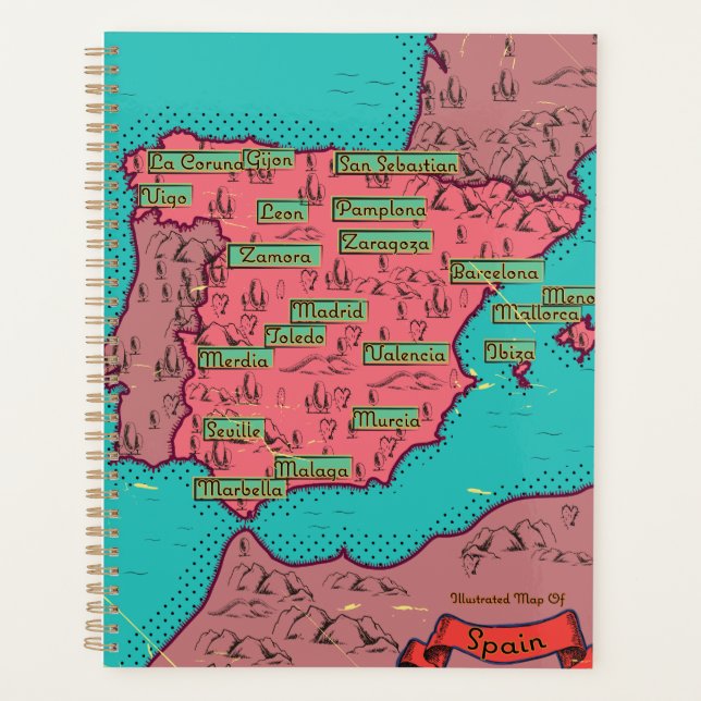 Spanien Vintage alte Karte Planer (Vorderseite)