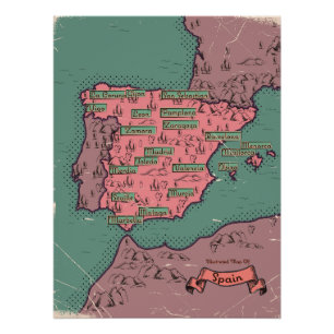 Spanien Vintage alte Karte Poster