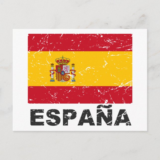 Spanien - Vintage Flagge Postkarte (Vorderseite)
