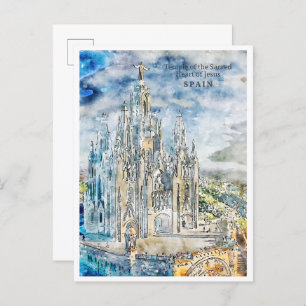 Spanien Vintage Reise Aquarell Postkarte