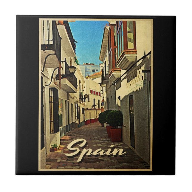 Spanien Vintage Travel Fliese (Vorderseite)