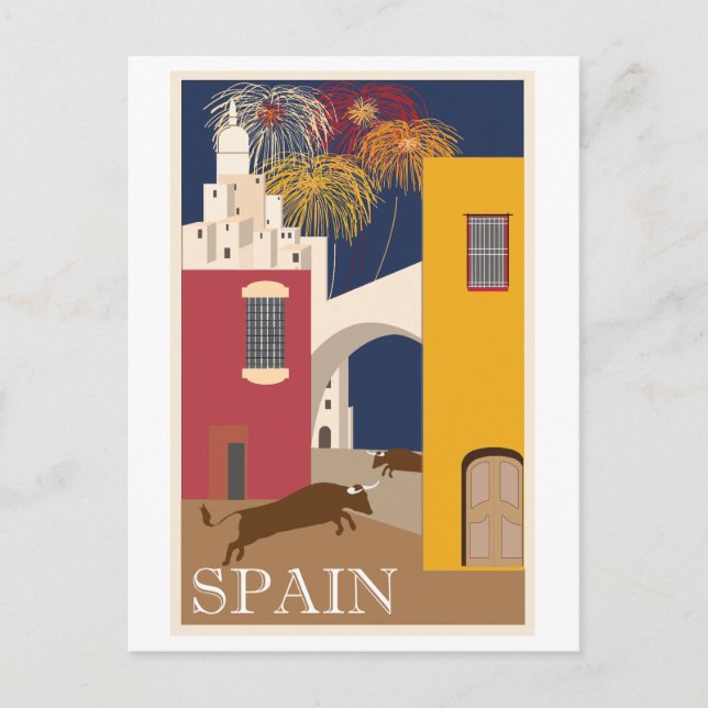 Spanien Vintage Travel Poster Postkarte (Vorderseite)