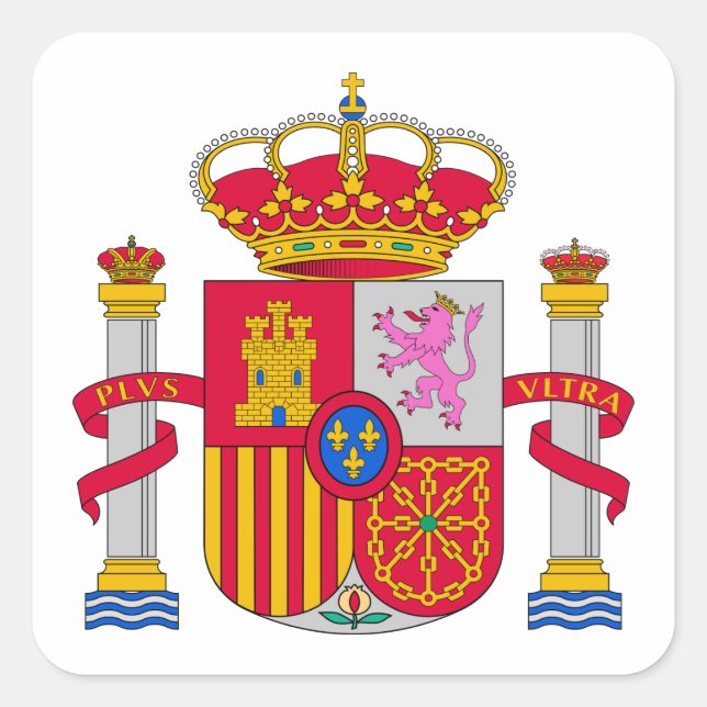 Spanien Wappen Quadratischer Aufkleber (Vorderseite)