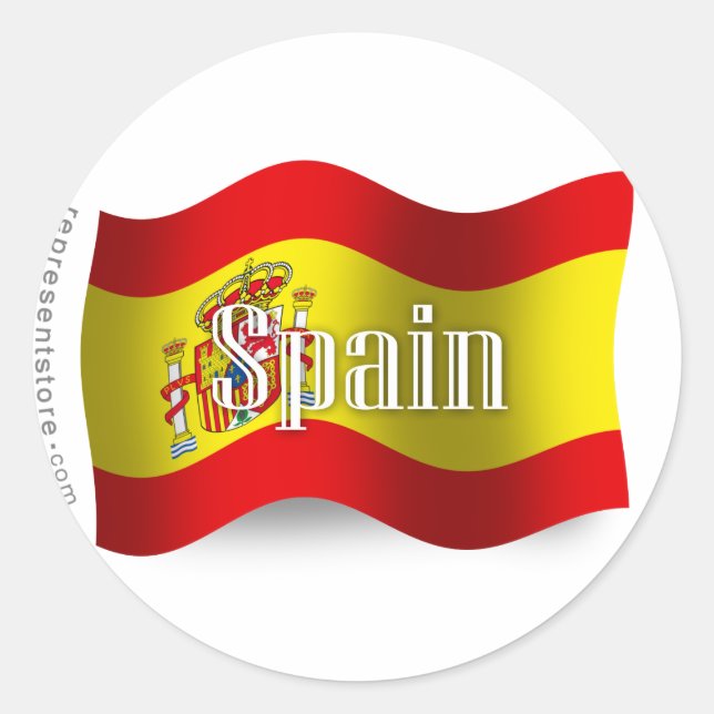 Spanien Waving Flag Runder Aufkleber (Vorderseite)