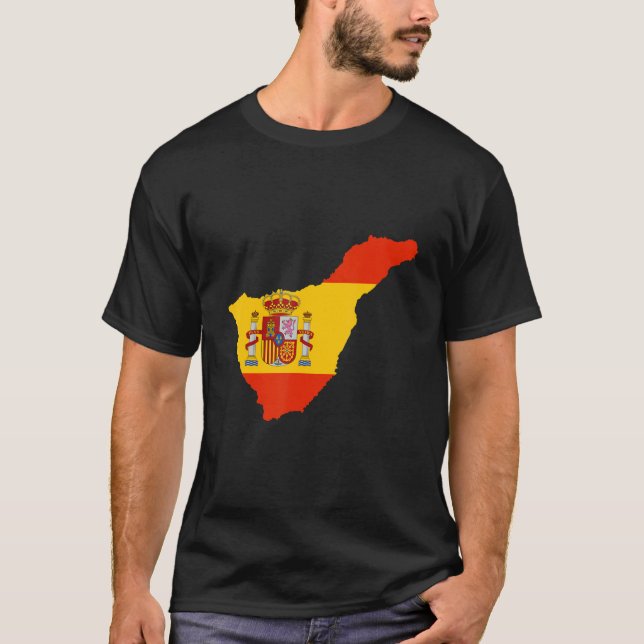 Spanienflagge auf der Kontur Teneriffa T-Shirt (Vorderseite)