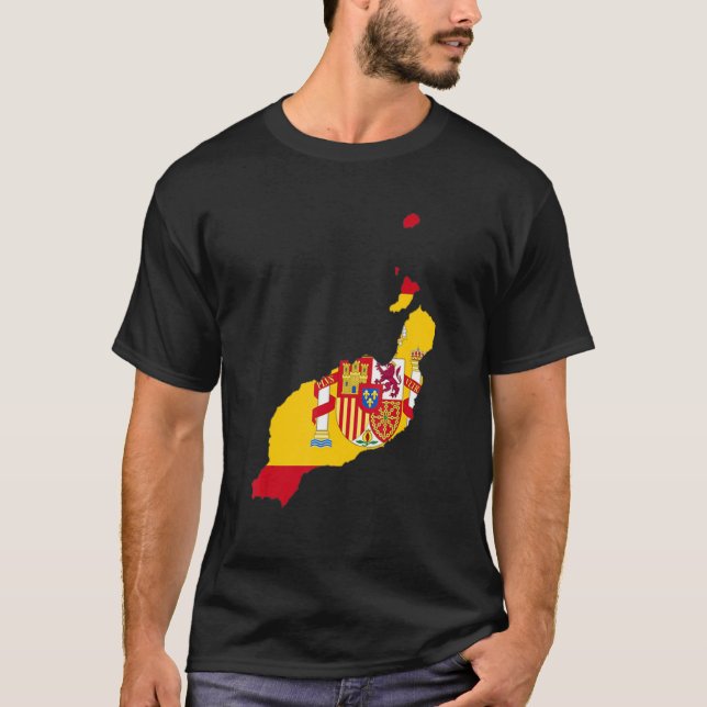 Spanienflagge auf Lanzarote Kontur Lanzarote T-Shirt (Vorderseite)