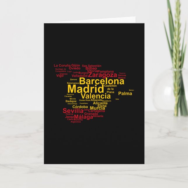 Spanienflagge Silhouette  Karte (Vorderseite)