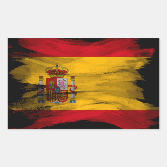 Spaniens Flagge - Pinselstrich Rechteckiger Aufkleber (Vorderseite)
