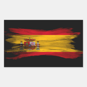 Spaniens Flagge - Pinselstrich Rechteckiger Aufkleber