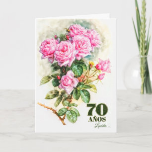 Spanisch 70. Geburtstag Vintage Rose Garten Name Karte