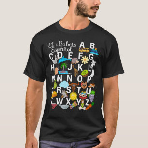 Spanisch Alphabet Briefe mit Bildern. Denken Sie a T-Shirt