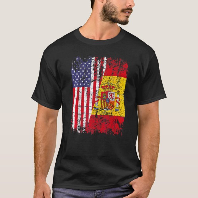 Spanisch American Flag Spanien Usa Bandera Espana T-Shirt (Vorderseite)