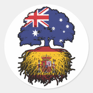 Spanisch Australien Treots Flag Runder Aufkleber