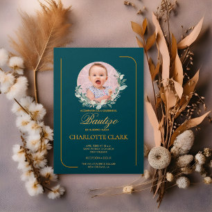 Spanisch Bautizo Foto Grüne Landschaft Einladung