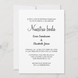 Spanisch Blanche de Boda Hochzeitseinladungen Einladung