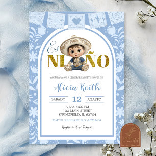 Spanisch Blau Arch Cielito Lindo Es Nino Baby-Part Einladung