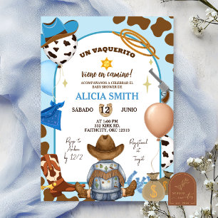 Spanisch Blau Cowboy Junge Baby Shower Einladung