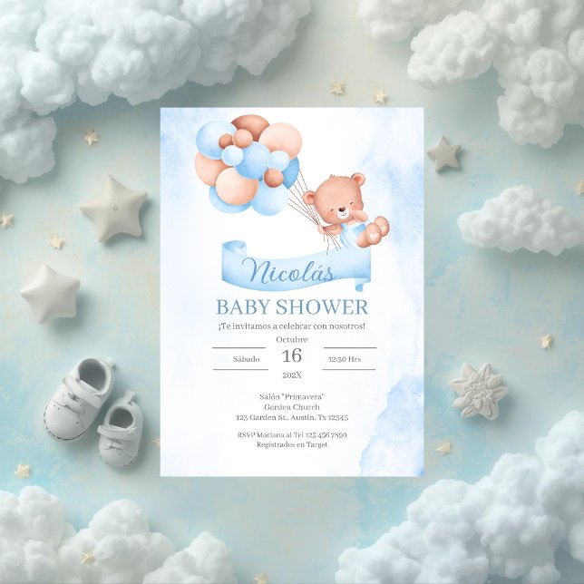 Spanisch Blue Bear Baby Dusche Einladung (Von Creator hochgeladen)