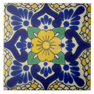Spanisch Blue & Yellow Blume Keramik Foto Tile Fliese