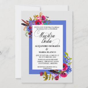 Spanisch Bold Watercolor Nuestra Boda Wedding Einladung
