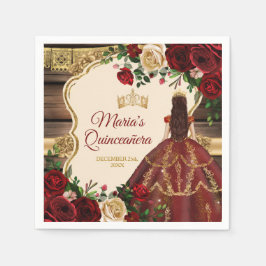 Spanisch Burgundy Floral Rustic Mis Quince Paper Serviette