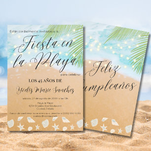 Spanisch Chic Beach Sand Shore 45. Geburtstagspart Einladung