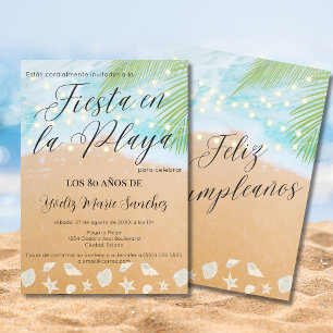 Spanisch Chic Sandy Beach Palm 80. Geburtstagsfeie Einladung