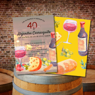 Spanisch Chic Wein- und Käse-Verkostung 40. Geburt Einladung