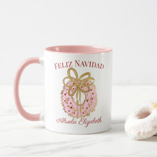 Spanisch Custom frohe Weihnachten Abuela Pink Wrea Tasse