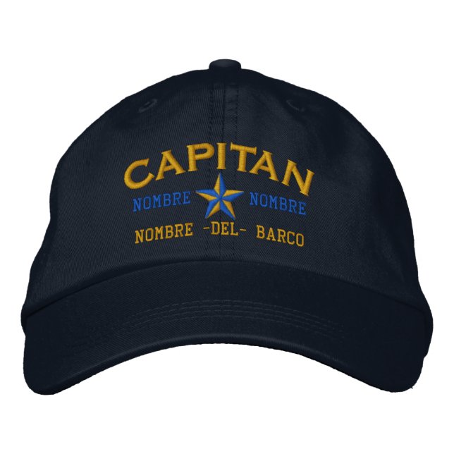 SPANISCH El Capitan Nombre del barco y su nombre Bestickte Baseballkappe (Vorderseite)