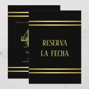 Spanisch Elegant Männlich Gold & Schwarz Geburtsta Save The Date