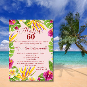 Spanisch Elegant Pink Aloha Colorful 60. Geburtsta Einladung