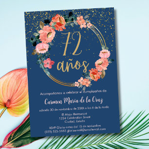 Spanisch Eleganter Chic Floral 72. Geburtstagsfeie Einladung
