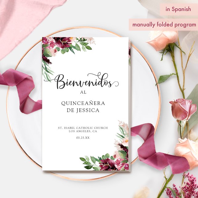 Spanisch, Elegantes Programm Burgund Quinceañera (Von Creator hochgeladen)