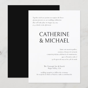 Spanisch Englisch Bilingual Elegante Classic Weddi Einladung
