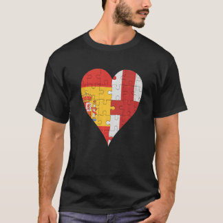 Spanisch Englisch Flag Heart Premium T-Shirt