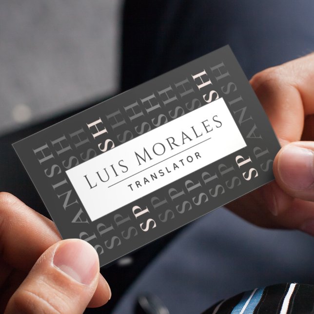 Spanisch Englisch Translator Modern Typografy Blac Visitenkarte (Von Creator hochgeladen)