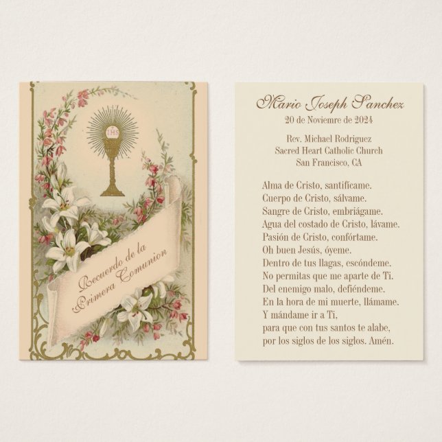 Spanisch Erste Heilige Kommunion Religiös Katholis (Vorne & Hinten)