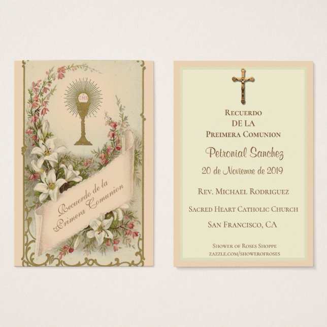 Spanisch Erste Heilige Kommunion Religiös Katholis (Vorne & Hinten)