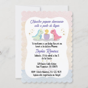 Spanisch/Español Baby Shower Dinosaurier Wasserfar Einladung