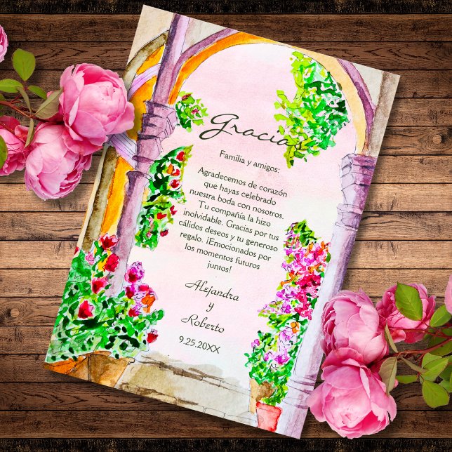 Spanisch farbenfrohe Wasserfarben Florentiner Alts Dankeskarte (Von Creator hochgeladen)